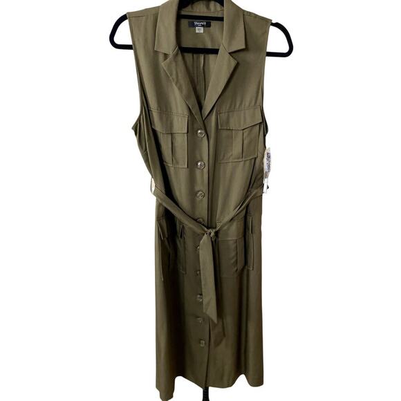Tahari Tabatha Olive Sleeveless Utility Dress - Size 12 (NWT) - Picture 1 of 5